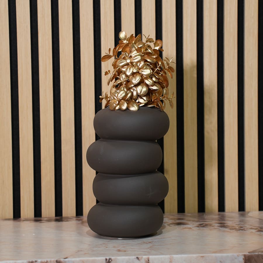 Vase en céramique marron foncé H23 cm